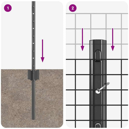 Welded Wire Fence with Posts 25 x 0.8 m PVC-Coated Steel Grey