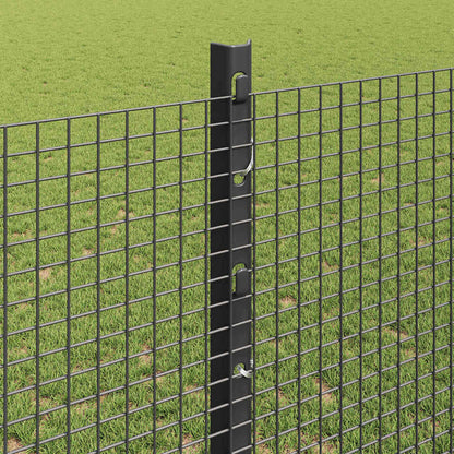 Welded Wire Fence with Posts 25 x 1.2 m PVC-Coated Steel Grey