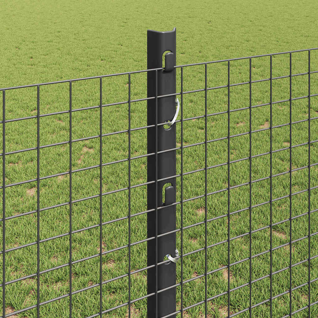 Welded Wire Fence with Posts 25 x 1.2 m PVC-Coated Steel Grey