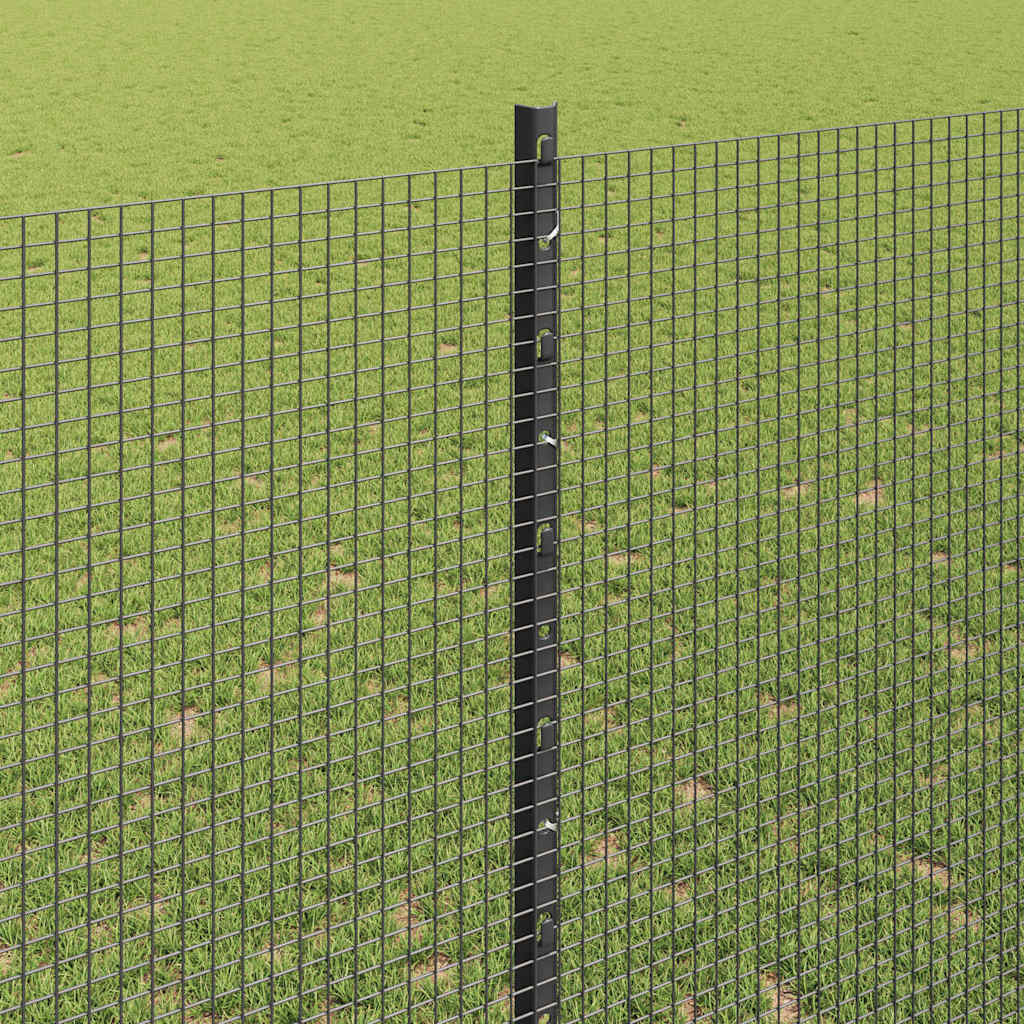 Welded Wire Fence with Posts 25 x 1.4 m PVC-Coated Steel Grey