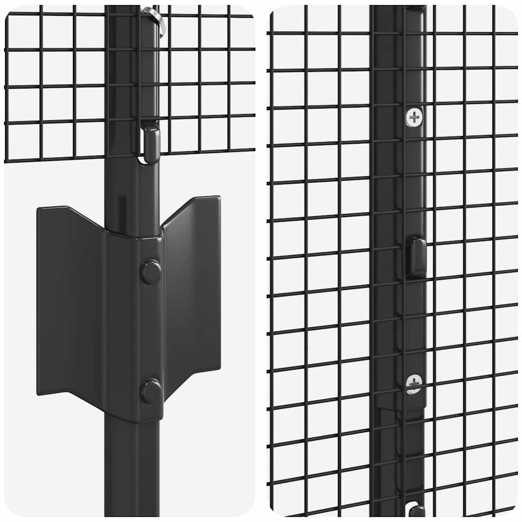 Welded Wire Fence with Posts 25 x 1.4 m PVC-Coated Steel Grey