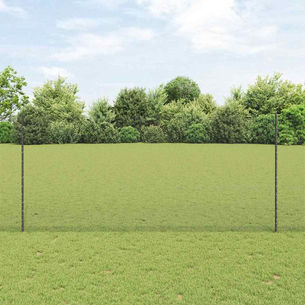 Welded Wire Fence with Posts 25 x 1.4 m PVC-Coated Steel Grey