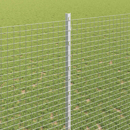 Welded Wire Fence with Posts 25 x 1.4 m PVC-Coated Steel Grey