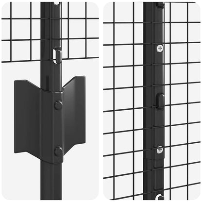 Welded Wire Fence with Posts 25 x 1.4 m PVC-Coated Steel Grey