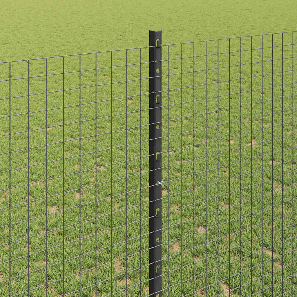 Welded Wire Fence with Posts 25 x 1.4 m PVC-Coated Steel Grey