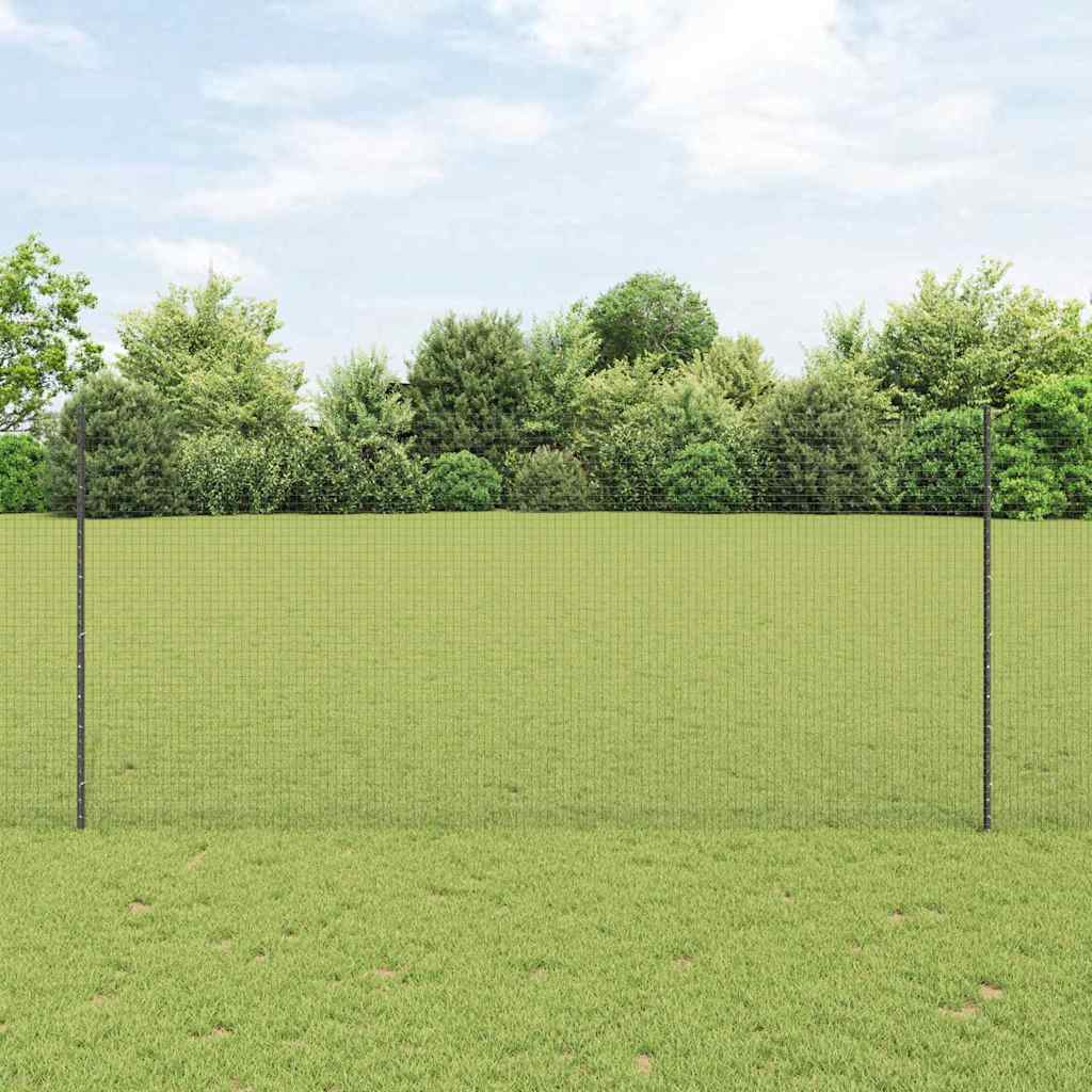 Welded Wire Fence with Posts 25 x 1.4 m PVC-Coated Steel Grey
