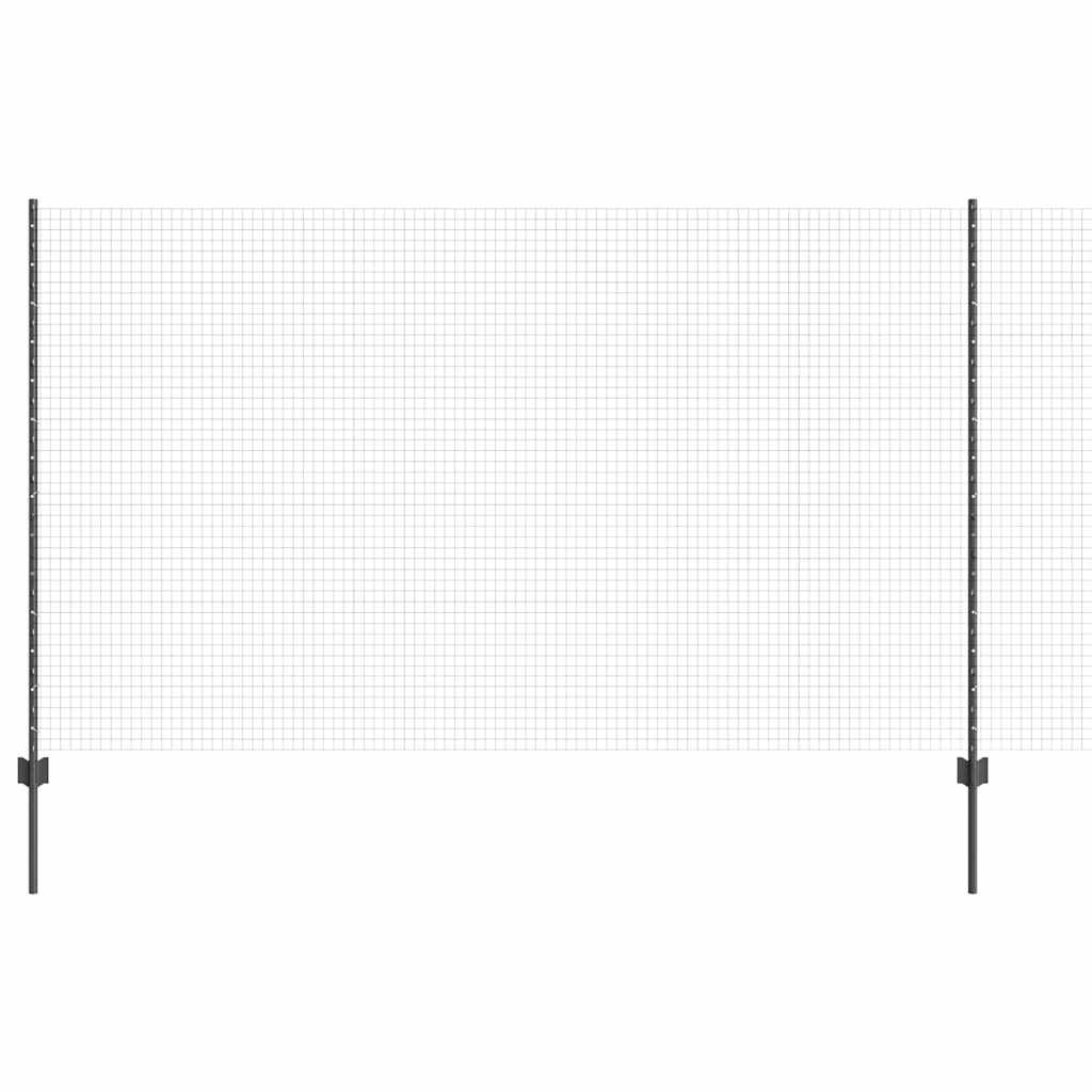 Welded Wire Fence with Posts 25 x 1.4 m PVC-Coated Steel Grey