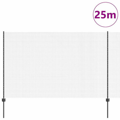 Welded Wire Fence with Posts 25 x 1.5 m PVC-Coated Steel Grey