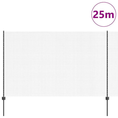 Welded Wire Fence with Posts 25 x 1.5 m Galvanised Steel Grey