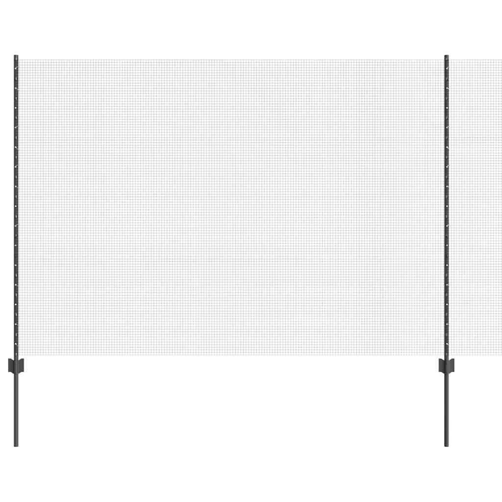 Welded Wire Fence with Posts 25 x 1.6 m PVC-Coated Steel Grey