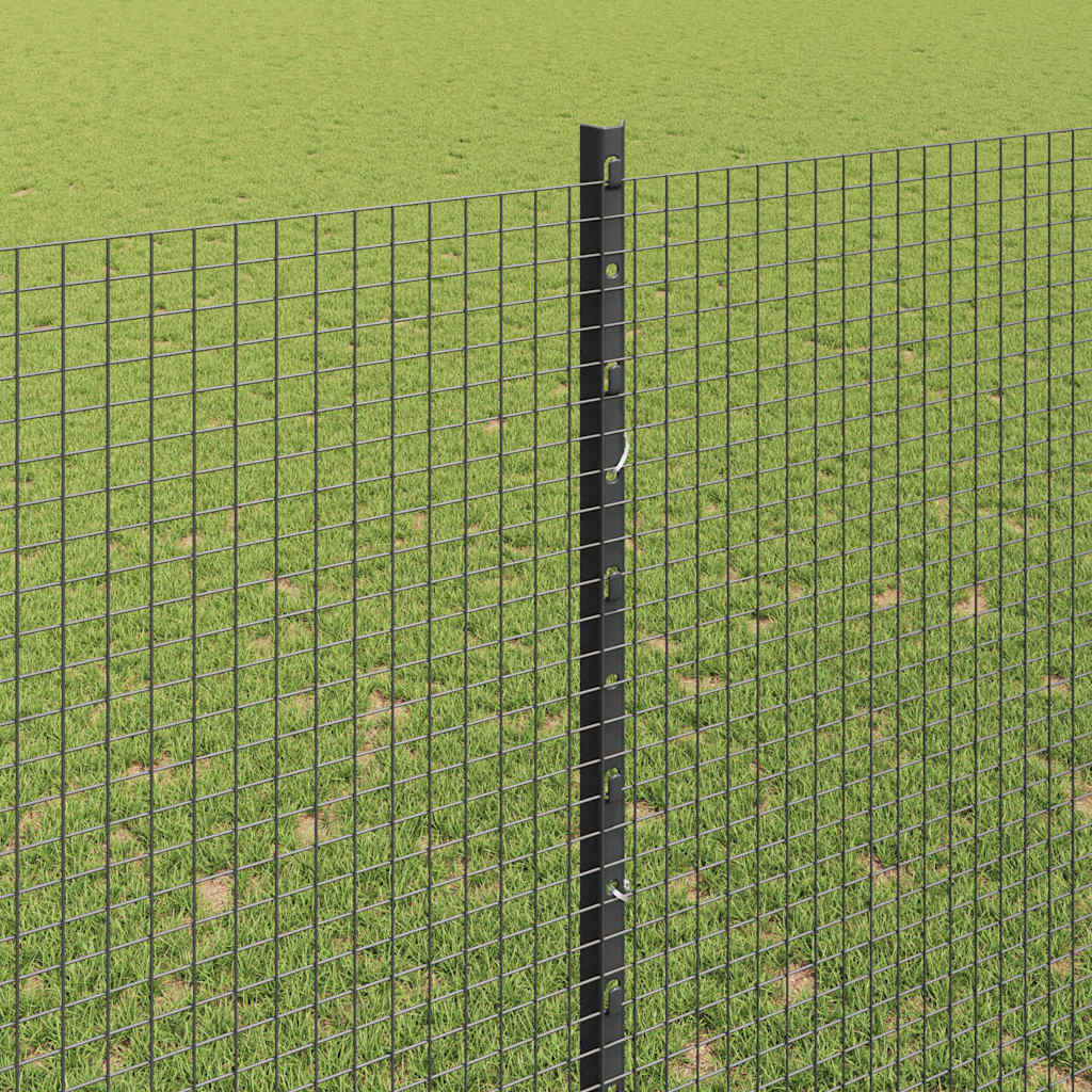 Welded Wire Fence with Posts 25 x 1.6 m PVC-Coated Steel Grey