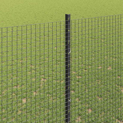 Welded Wire Fence with Posts 25 x 1.6 m PVC-Coated Steel Grey