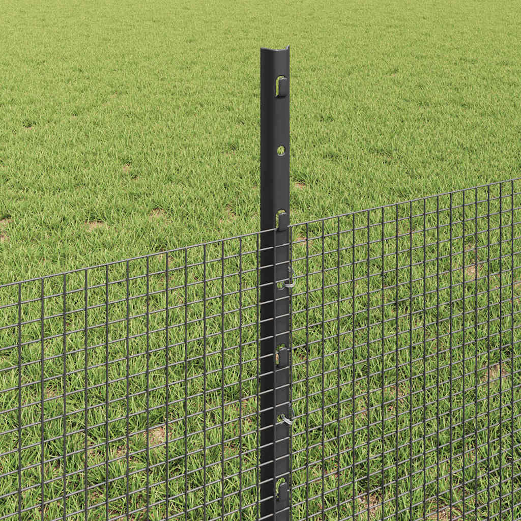 Welded Wire Fence with Posts 50 x 0.5 m PVC-Coated Steel Grey