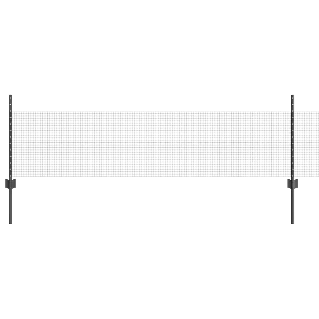 Welded Wire Fence with Posts 50 x 0.5 m PVC-Coated Steel Grey