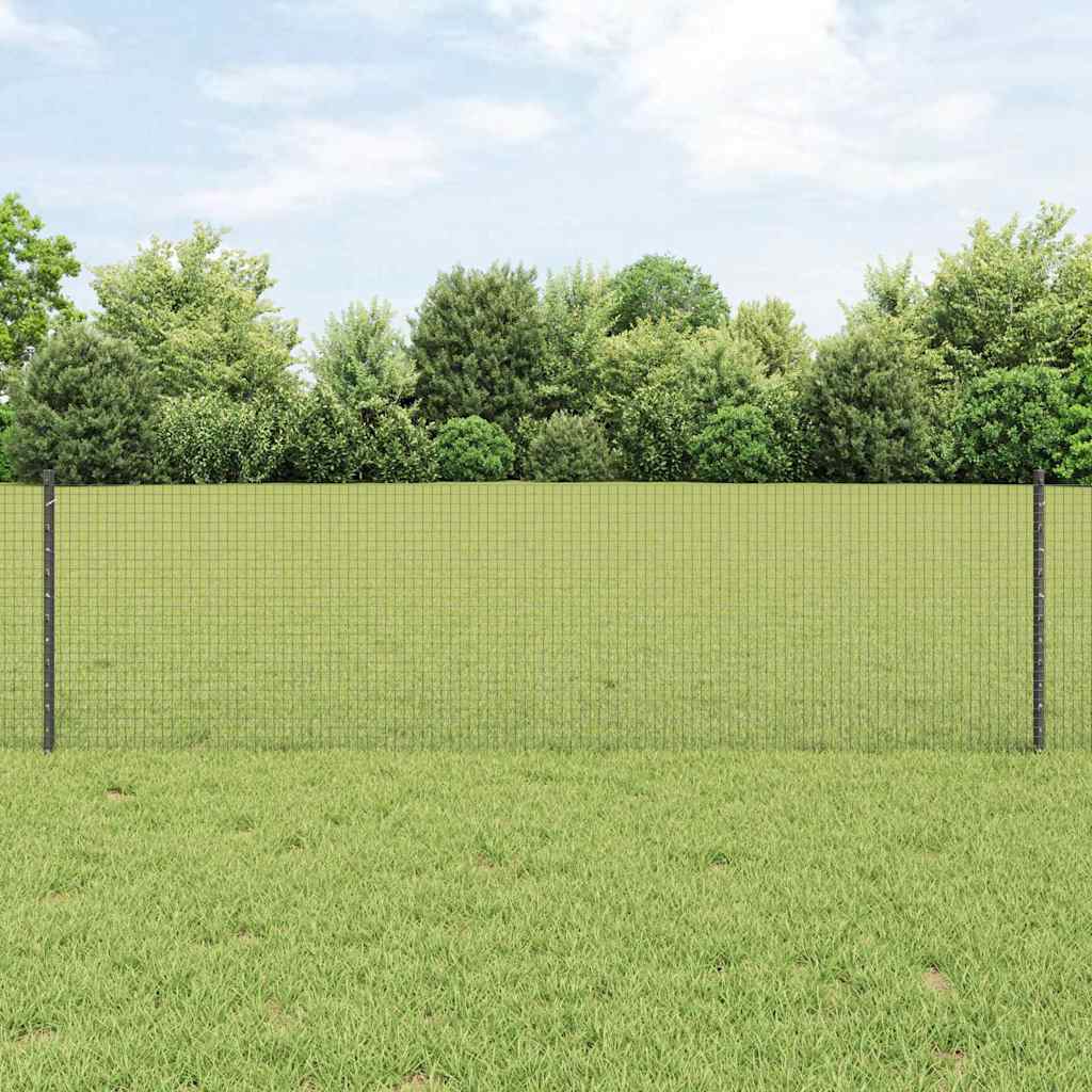 Welded Wire Fence with Posts 50 x 0.6 m PVC-Coated Steel Grey