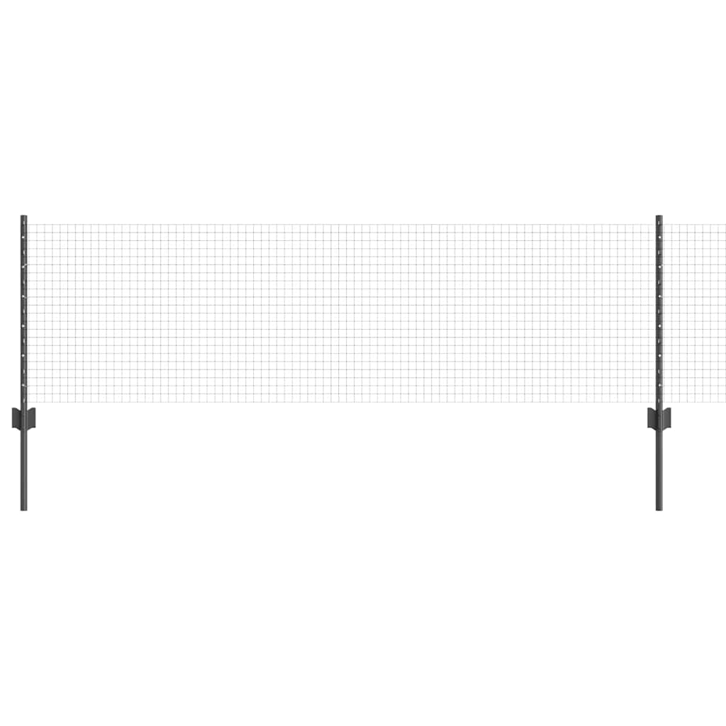 Welded Wire Fence with Posts 50 x 0.6 m PVC-Coated Steel Grey