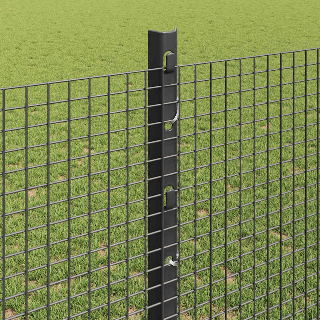 Welded Wire Fence with Posts 50 x 1.2 m PVC-Coated Steel Grey