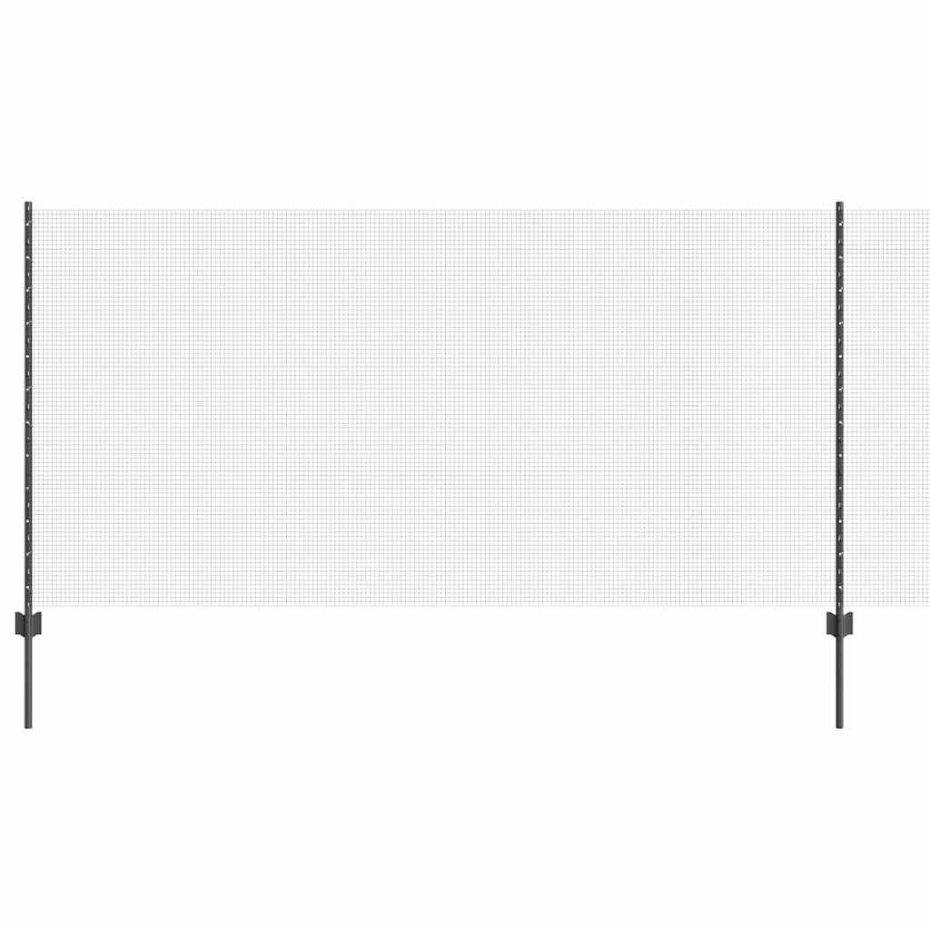 Welded Wire Fence with Posts 50 x 1.2 m PVC-Coated Steel Grey