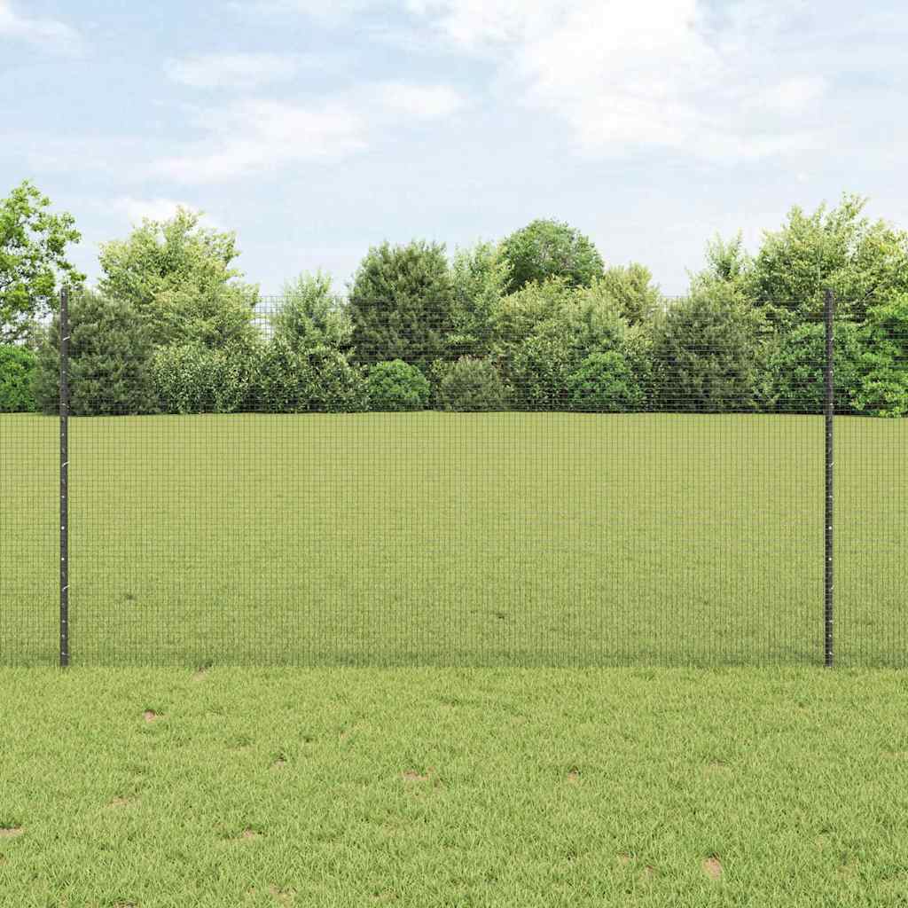 Welded Wire Fence with Posts 50 x 1.2 m PVC-Coated Steel Grey