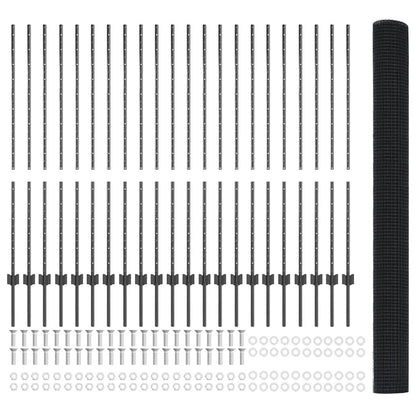Welded Wire Fence with Posts 50 x 1.4 m PVC-Coated Steel Grey