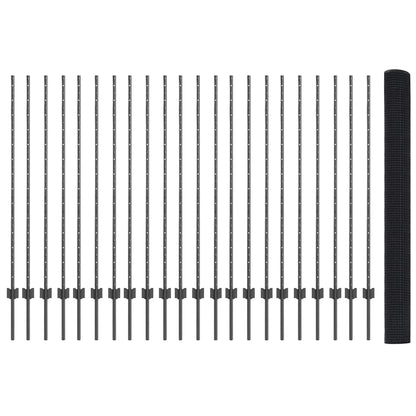 Welded Wire Fence with Posts 50 x 1.4 m PVC-Coated Steel Grey