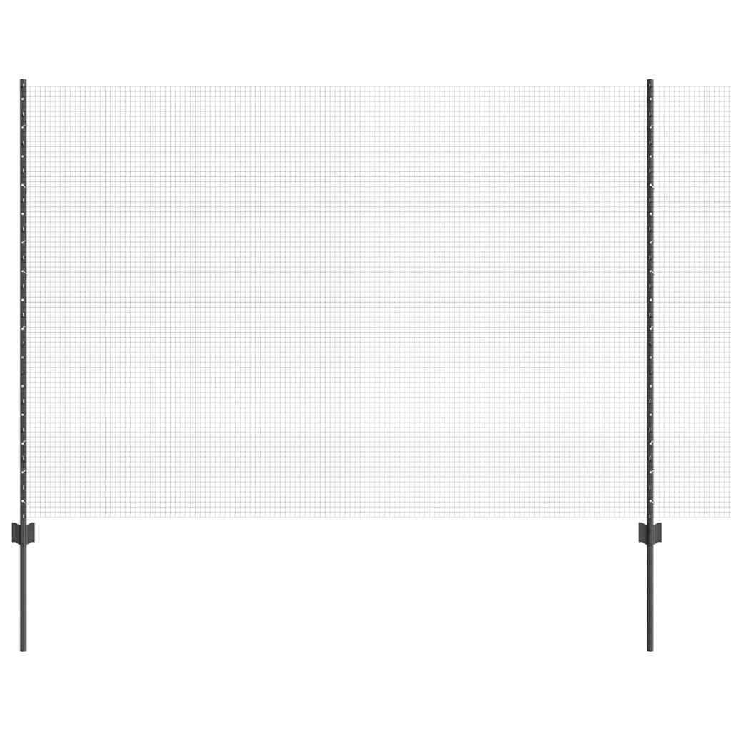 Welded Wire Fence with Posts 50 x 1.5 m PVC-Coated Steel Grey