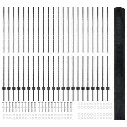 Welded Wire Fence with Posts 50 x 1.5 m PVC-Coated Steel Grey