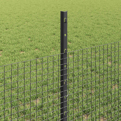 Welded Wire Fence with Posts 100 x 0.5 m PVC-Coated Steel Grey