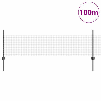 Welded Wire Fence with Posts 100 x 0.5 m PVC-Coated Steel Grey