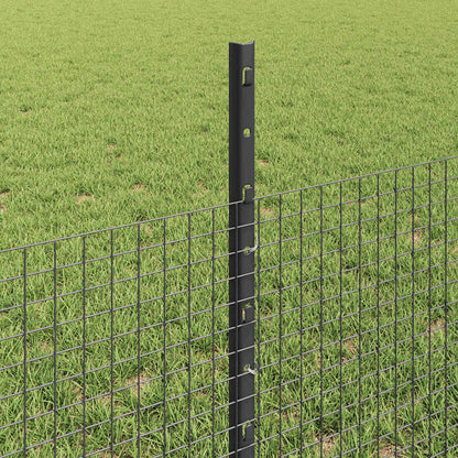 Welded Wire Fence with Posts 100 x 0.5 m PVC-Coated Steel Grey