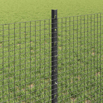 Welded Wire Fence with Posts 100 x 0.6 m PVC-Coated Steel Grey