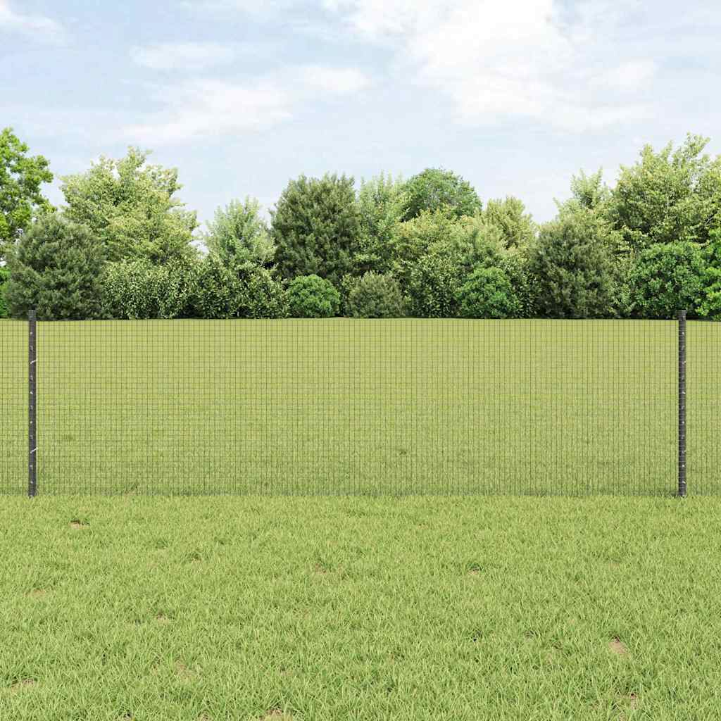 Welded Wire Fence with Posts 100 x 0.6 m PVC-Coated Steel Grey