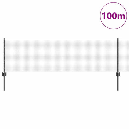 Welded Wire Fence with Posts 100 x 0.6 m PVC-Coated Steel Grey