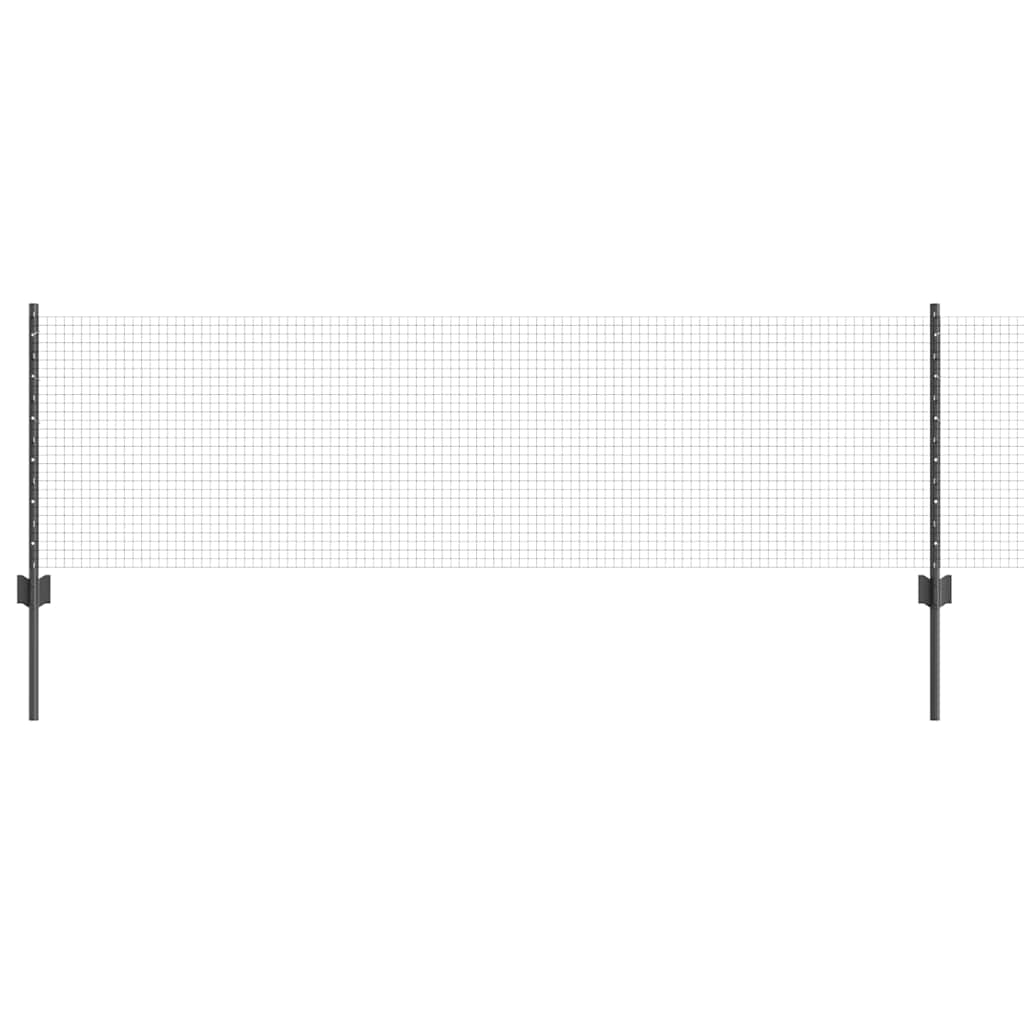 Welded Wire Fence with Posts 100 x 0.6 m PVC-Coated Steel Grey