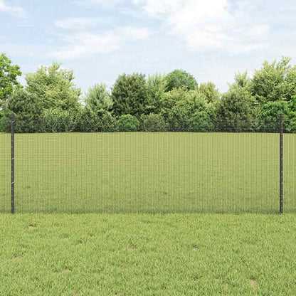 Welded Wire Fence with Posts 100 x 0.8 m PVC-Coated Steel Grey
