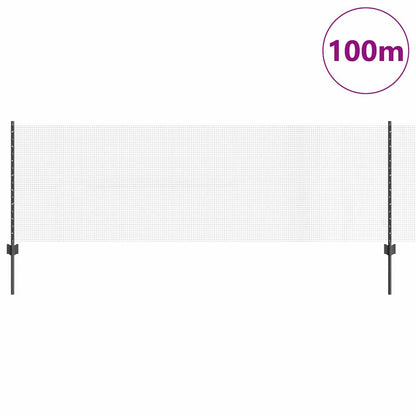 Welded Wire Fence with Posts 100 x 0.8 m PVC-Coated Steel Grey