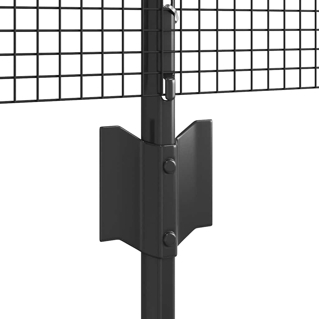 Welded Wire Fence with Posts 100 x 0.8 m PVC-Coated Steel Grey