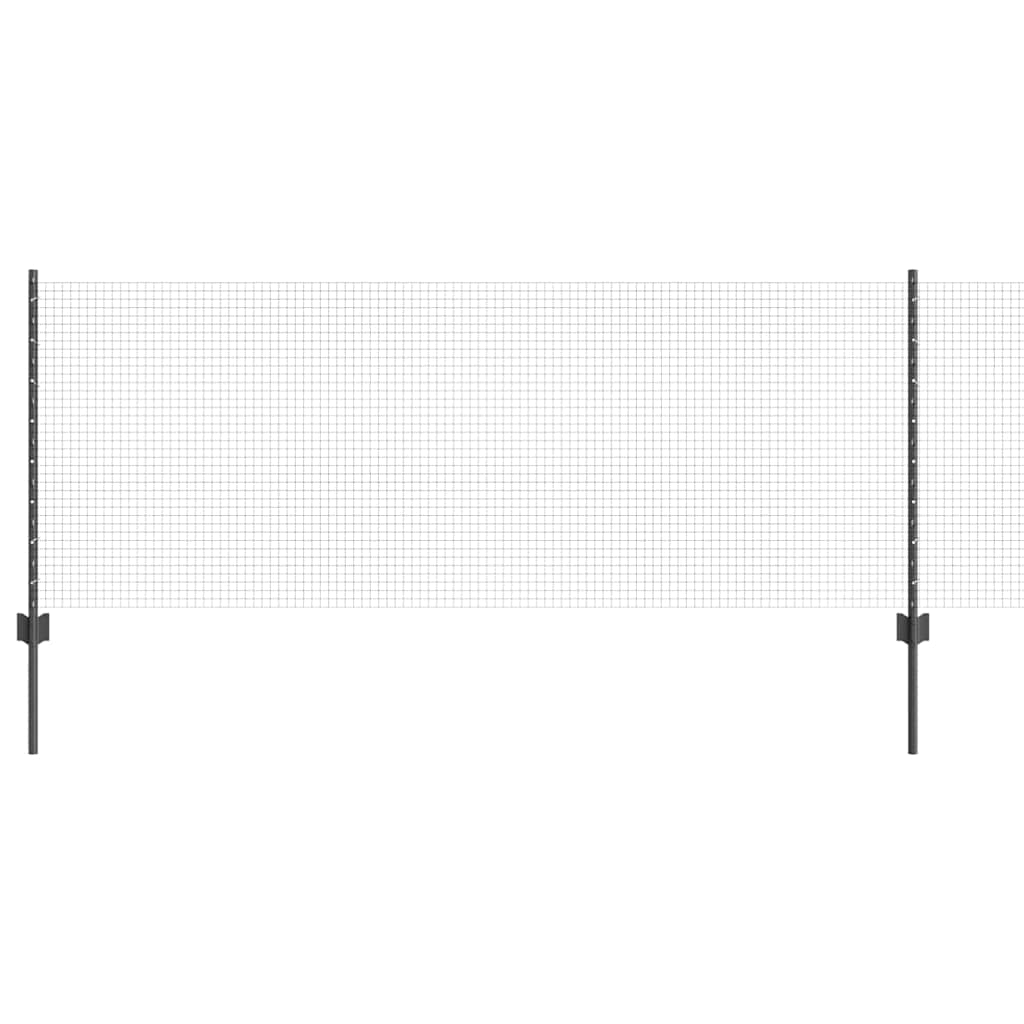 Welded Wire Fence with Posts 100 x 0.8 m PVC-Coated Steel Grey
