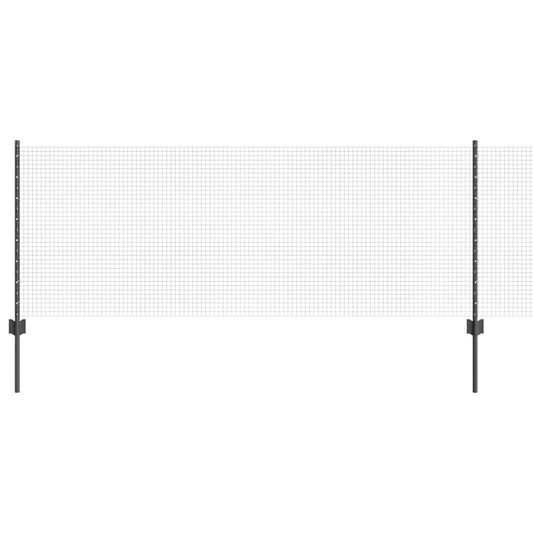 Welded Wire Fence with Posts 100 x 0.8 m PVC-Coated Steel Grey