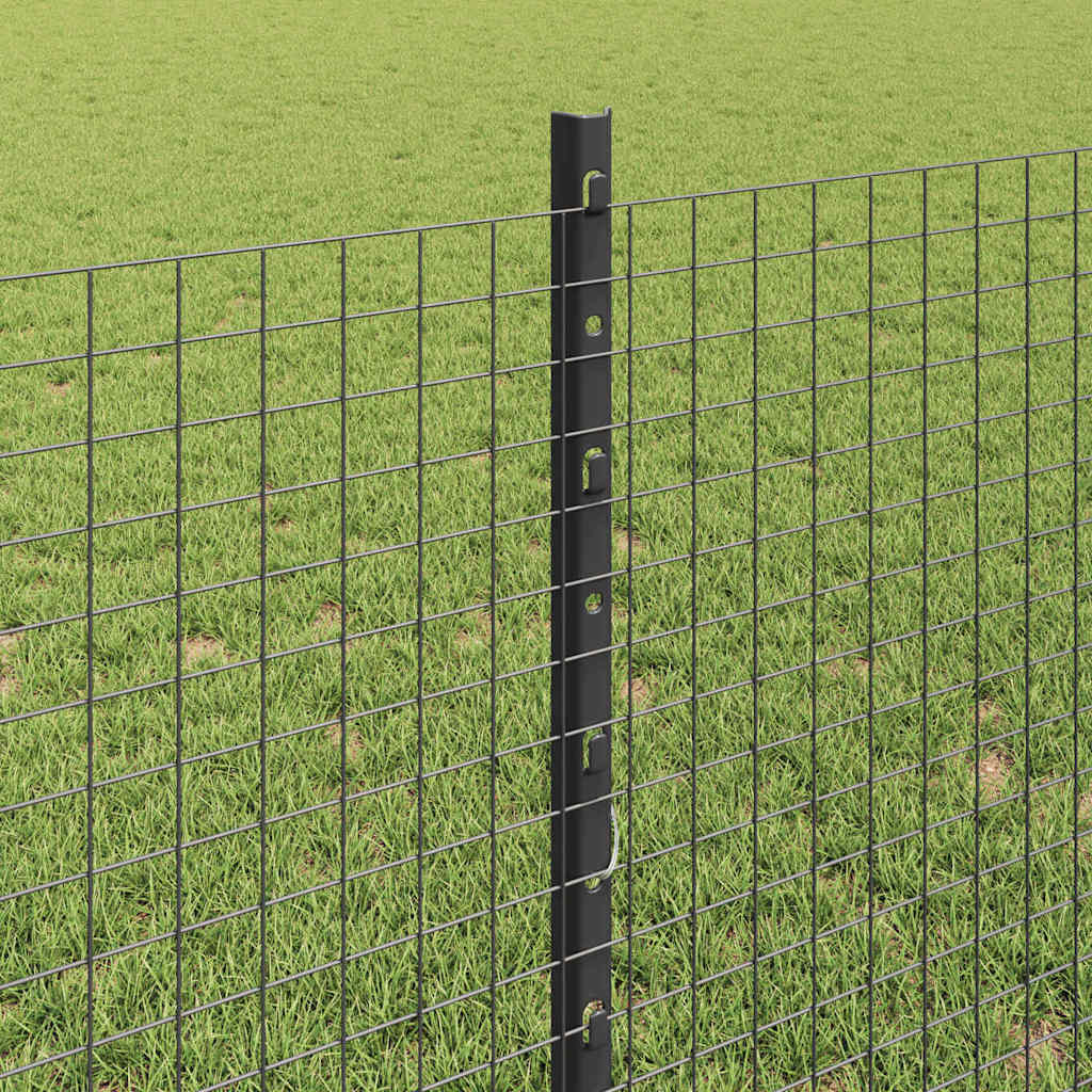 Welded Wire Fence with Posts 100 x 0.8 m PVC-Coated Steel Grey