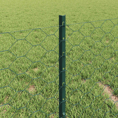 Hexagonal Fence with Post 10 x 0.4 m PVC-Coated Steel Green