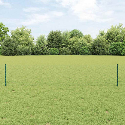 Hexagonal Fence with Post 10 x 0.4 m PVC-Coated Steel Green