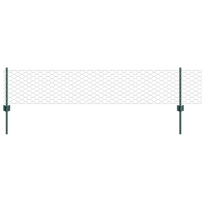 Hexagonal Fence with Post 10 x 0.4 m PVC-Coated Steel Green