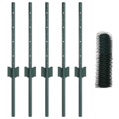 Hexagonal Fence with Post 10 x 0.4 m PVC-Coated Steel Green