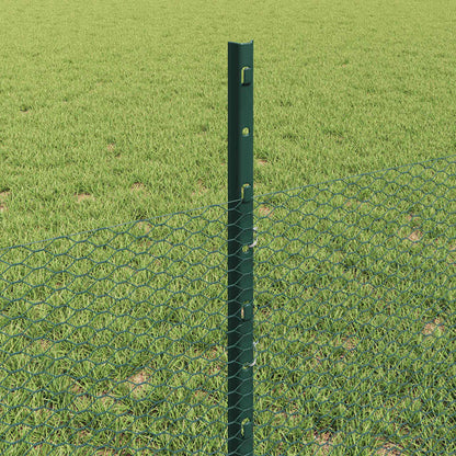 Hexagonal Fence with Post 10 x 0.5 m PVC-Coated Steel Green
