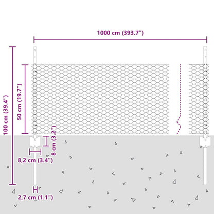 Hexagonal Fence with Post 10 x 0.5 m PVC-Coated Steel Green