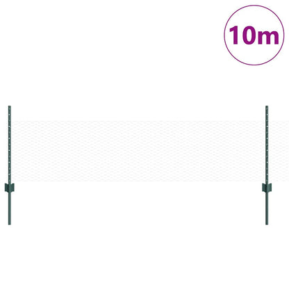 Hexagonal Fence with Post 10 x 0.5 m PVC-Coated Steel Green