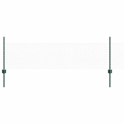 Hexagonal Fence with Post 10 x 0.5 m PVC-Coated Steel Green