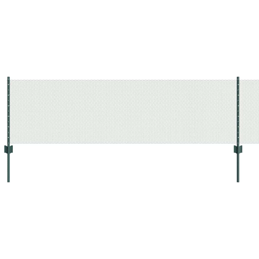 Hexagonal Fence with Post 10 x 0.6 m PVC-Coated Steel Green