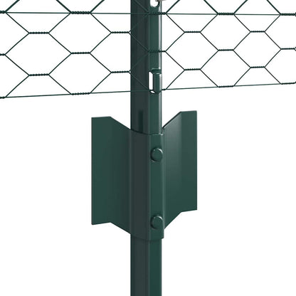 Hexagonal Fence with Post 10 x 0.6 m PVC-Coated Steel Green